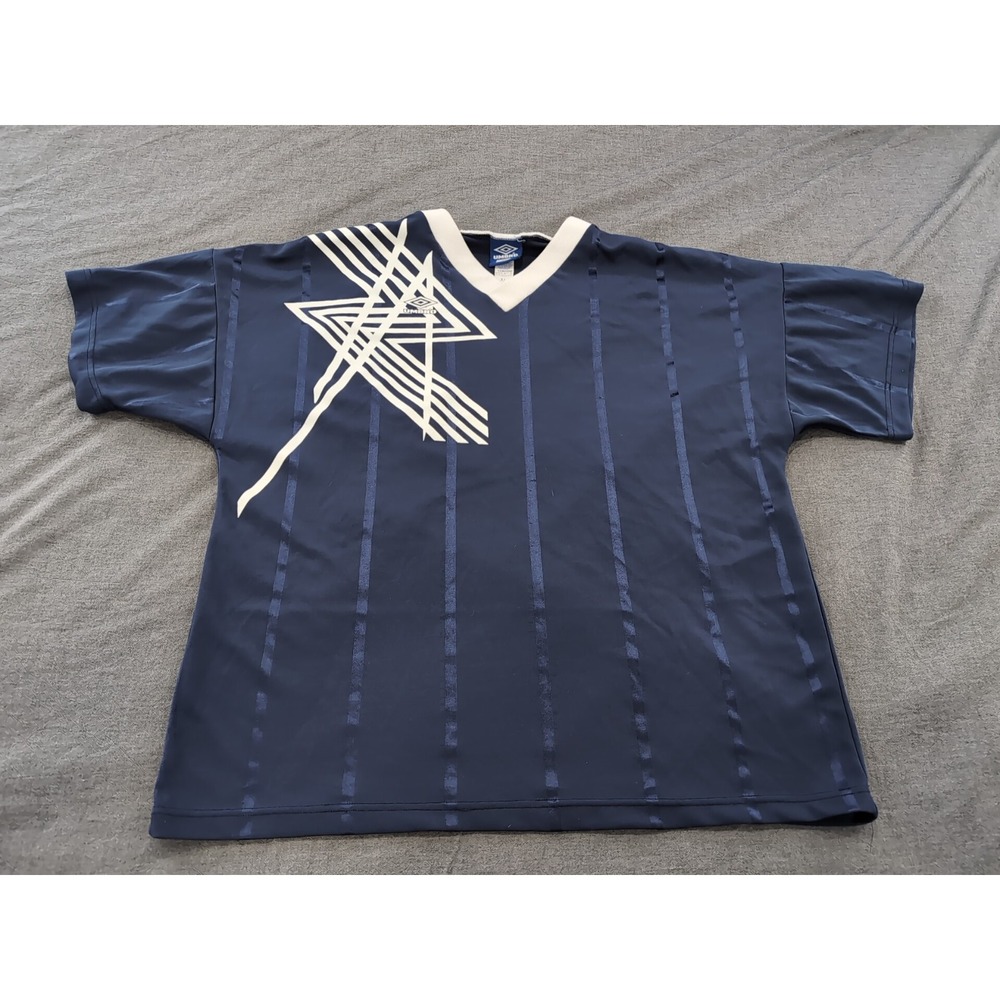 Vintage 90's Umbro Futbol Soccer Jersey Shirt Adult XL Dark Blue #27 Mens USA